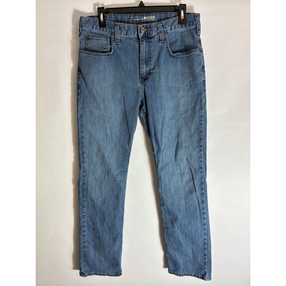 Carhartt Relaxed Fit Jeans Mens 33x32 Blue Denim Straight Leg Workwear Pants